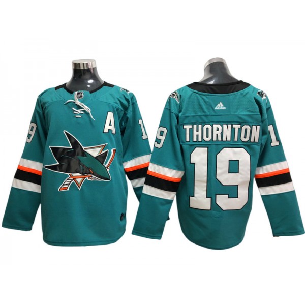 San Jose Sharks #19 Joe Thornton Teal Home Jersey