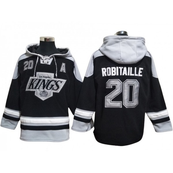 Los Angeles Kings #20 Luc Robitaille Black Pullover Hoodie Jersey