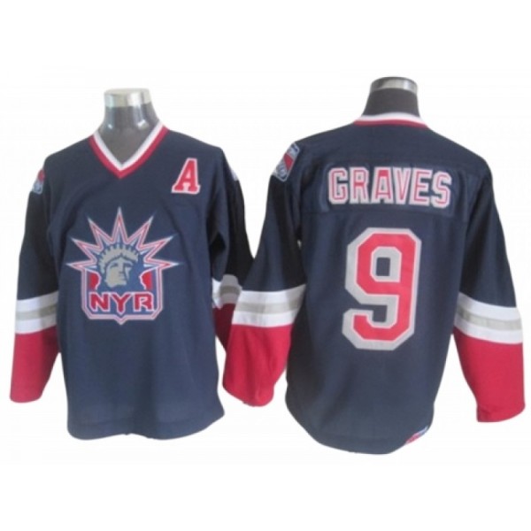 New York Rangers #9 Adam Graves 1998 CCM Liberty Logo Navy Blue Jersey