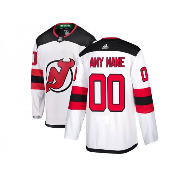 New Jersey Devils #00 White Away Custom Jersey