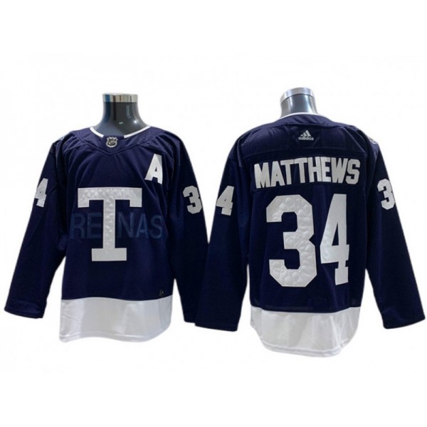 Toronto Maple Leafs #34 Auston Matthews Navy 2022 Heritage Classic Jersey