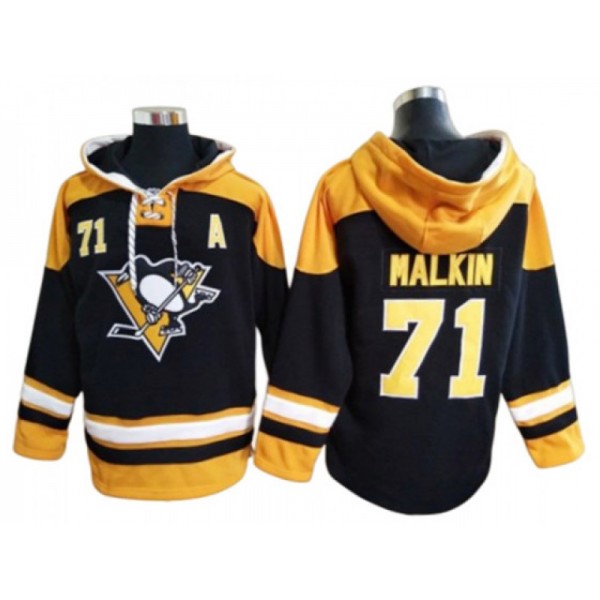 Pittsburgh Penguins #71 Evgeni Malkin Black Ageless Must-Have Lace-Up Pullover Hoodie Jersey