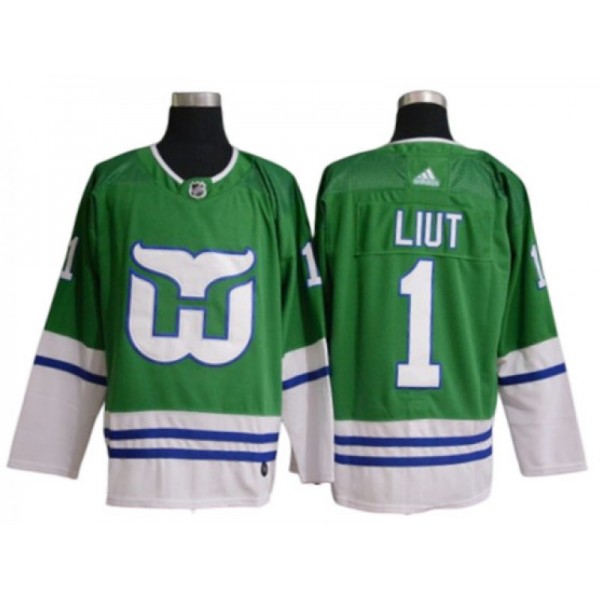 Hartford Whalers #1 Mike Liut Green Hockey Jersey