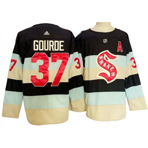 Seattle Kraken #37 Yanni Gourde Blue 2024 Winter Classic Jersey