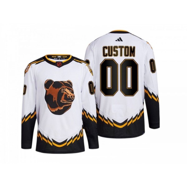 Boston Bruins #00 White Reverse Retro 2.0 Custom Jersey