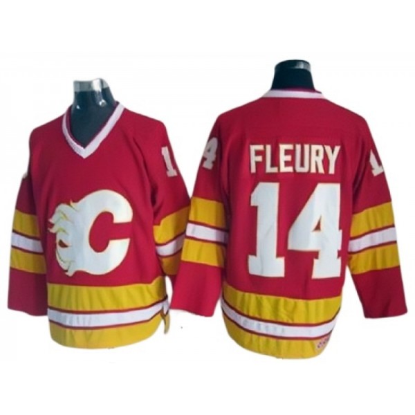 Calgary Flames #14 Theoren Fleury Red 1989 Vintage CCM Jersey