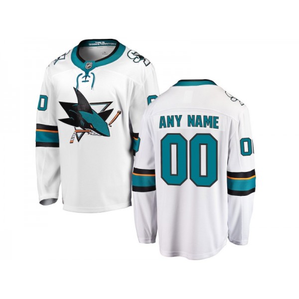 San Jose Sharks #00 White Away Custom Jersey