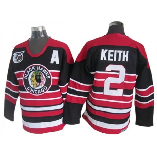 Chicago Blackhawks #2 Duncan Keith Black 1940's CCM Vintage 75th Jersey