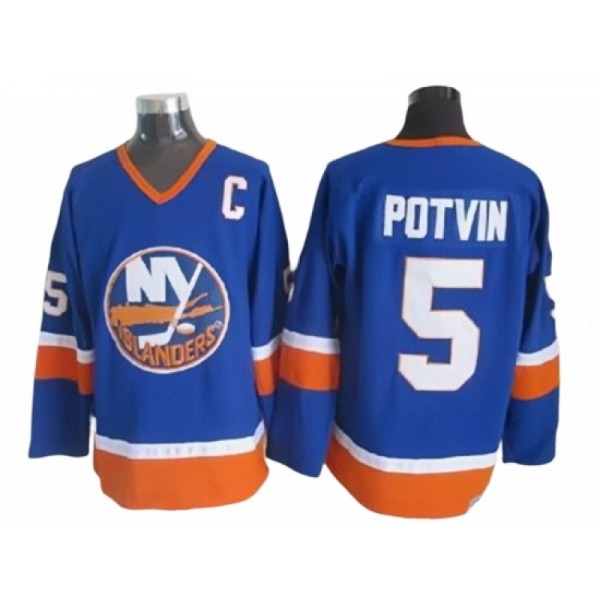 New York Islanders #5 Denis Potvin 1980's CCM Vintage Blue Jersey