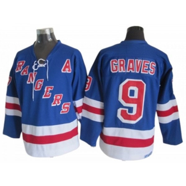 New York Rangers #9 Adam Graves Blue Vintage CCM Jersey