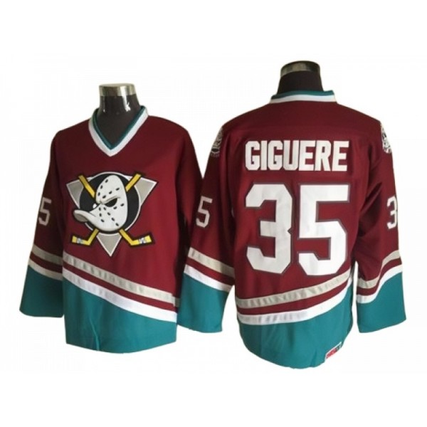 Anaheim Mighty Ducks #35 Jean-Sebastien Giguere Burgundy 2003 Vintage CCM Jersey