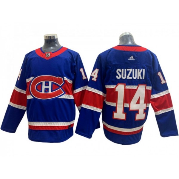 Montreal Canadiens #14 Nick Suzuki Blue 2020/21 Reverse Retro Jersey