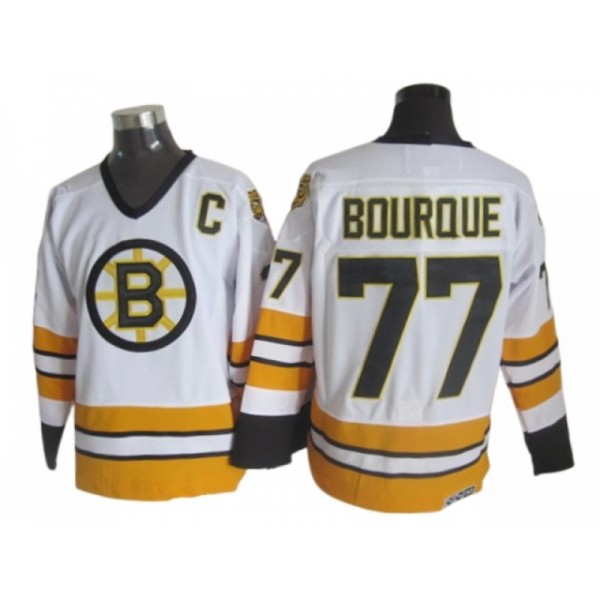 Boston Bruins #77 Ray Bourque White 1970's Vintage CCM Jersey