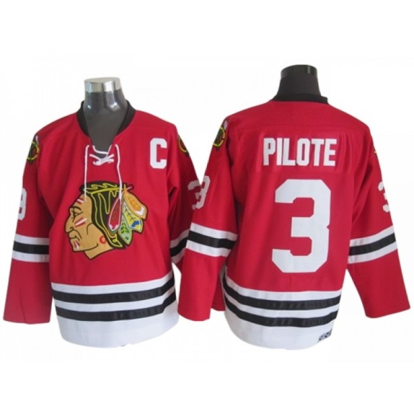 Chicago Blackhawks #3 Pierre Pilote Red 1963 Vintage CCM Jersey