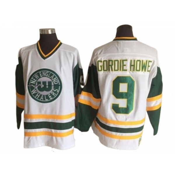 Hartford Whalers #9 Gordie Howe White Vintage CCM Jersey