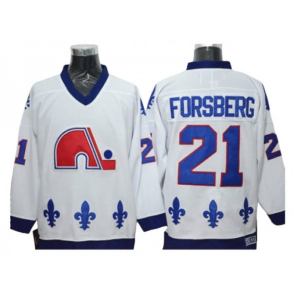 Quebec Nordiques #21 Peter Forsberg White Vintage CCM Jersey