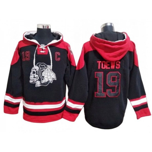 Chicago Blackhawks #19 Jonathan Toews Black Ageless Must-Have Lace-Up Pullover Hoodie