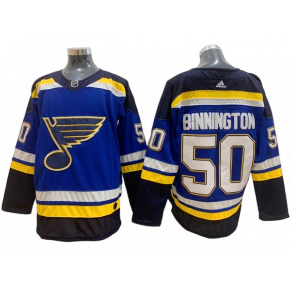 St. Louis Blues #50 Jordan Binnington Navy Home Jersey