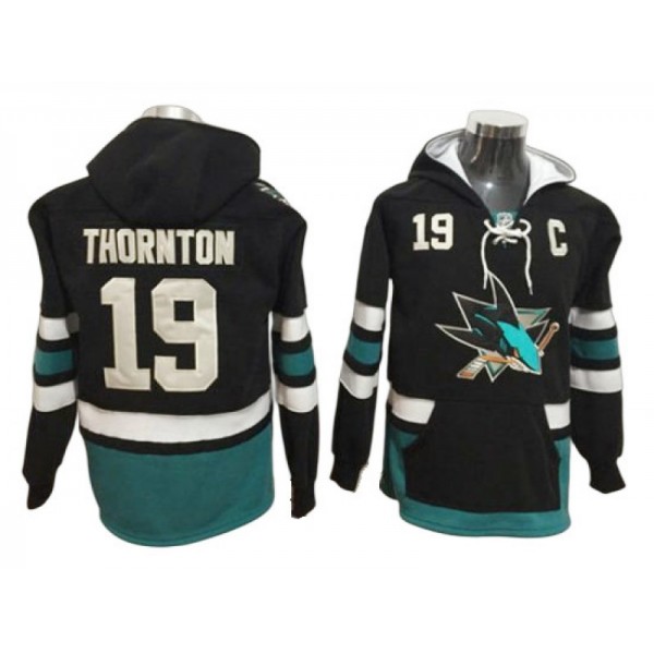 San Jose Sharks #19 Joe Thornton Black Hoodie Jersey