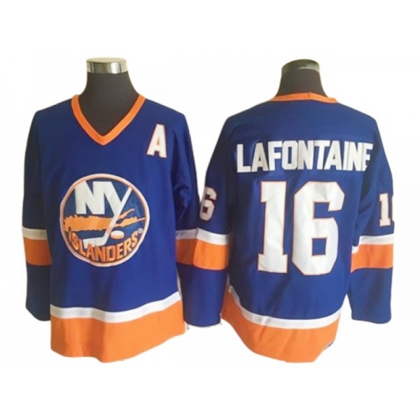 New York Islanders #16 Pat LaFontaine 1980's CCM Vintage Blue Jersey