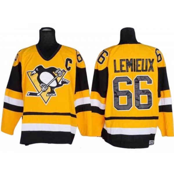 Pittsburgh Penguins #66 Mario Lemieux 1980 Vintage CCM Gold Jersey