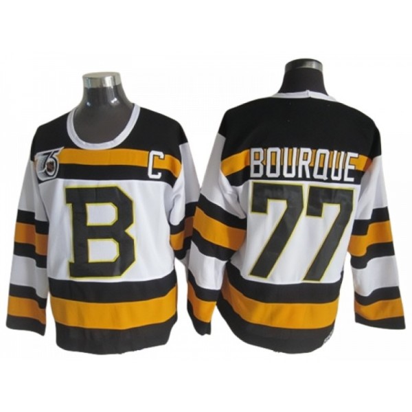 Boston Bruins #77 Ray Bourque White 1992 75th Vintage CCM Jersey