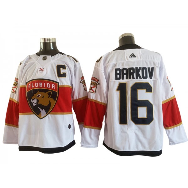 Florida Panthers #16 Aleksander Barkov White Away Jersey