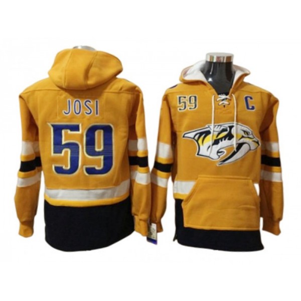 Nashville Predators #59 Roman Josi Gold Hoodie Jersey