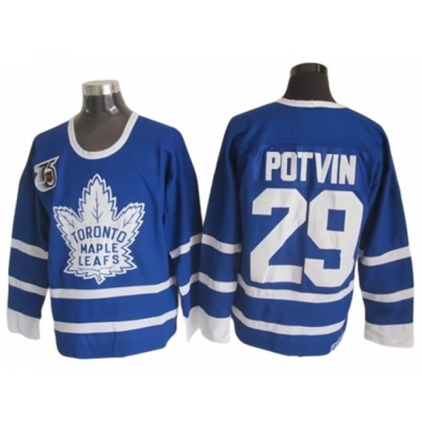 Toronto Maple Leafs #29 Félix Potvin 1991 CCM Vintage 75th Blue Jersey