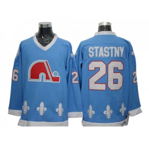 Quebec Nordiques #26 Peter Stastny Light Blue Vintage CCM Jersey