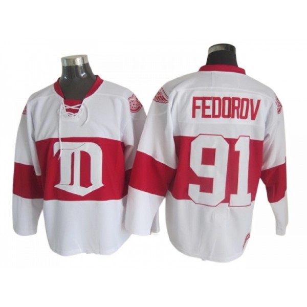 Detroit Red Wings #91 Sergei Fedorov White 2009 Vintage CCM Jersey