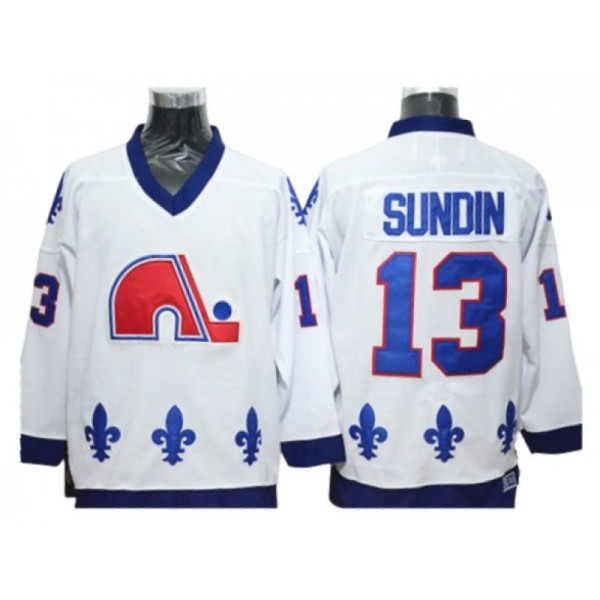 Quebec Nordiques #13 Mats Sundin White Vintage CCM Jersey