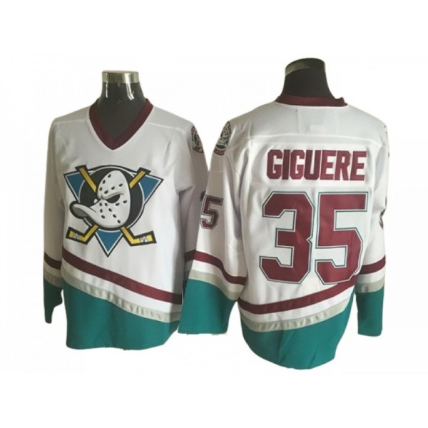 Anaheim Mighty Ducks #35 Jean-Sebastien Giguere White 2003 Vintage CCM Jersey