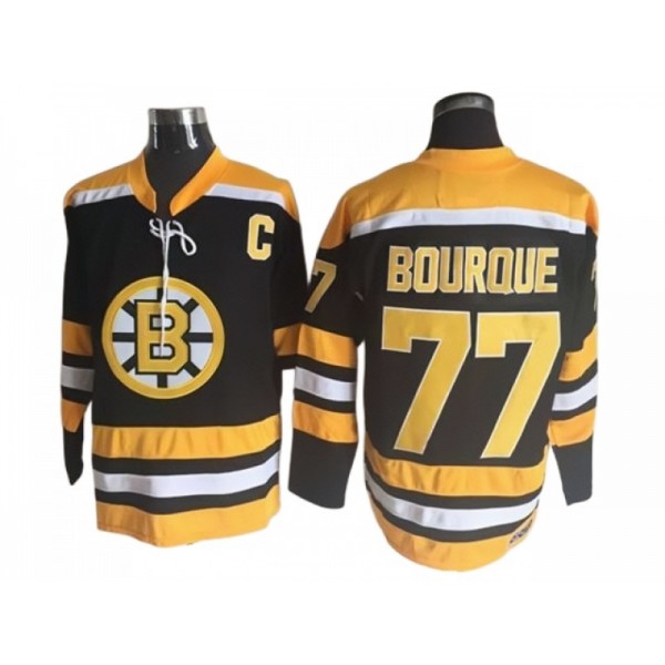 Boston Bruins #77 Ray Bourque Black Vintage CCM Jersey