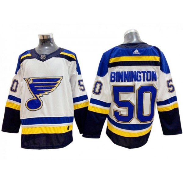 St. Louis Blues #50 Jordan Binnington White Away Jersey