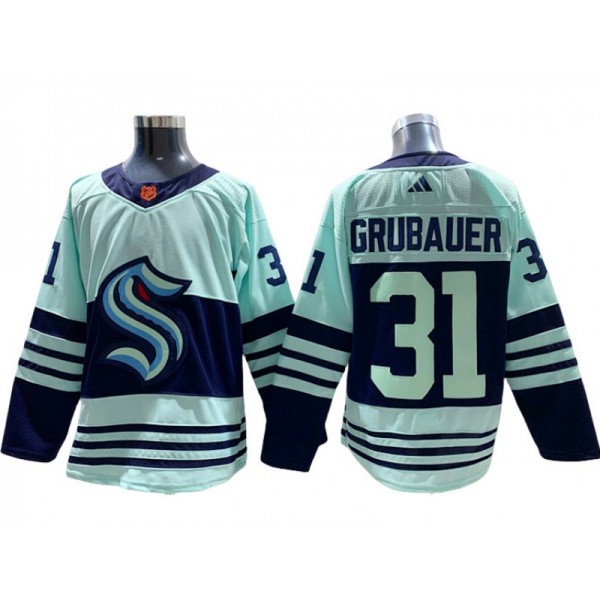 Seattle Kraken #31 Philipp Grubauer Teal Reverse Retro 2.0 Jersey