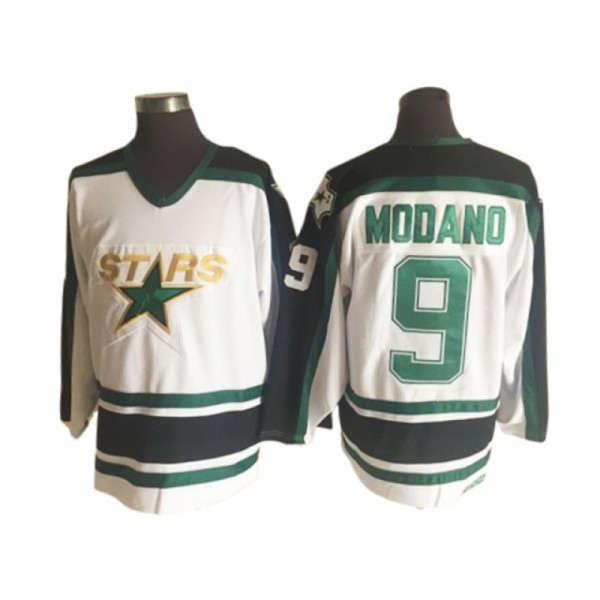 Dallas Stars #9 Mike Modano White 1990's Vintage CCM Jersey