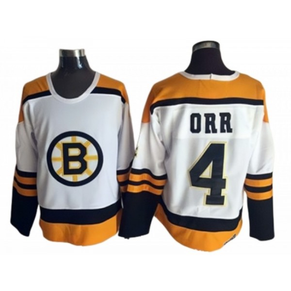 Boston Bruins #4 Bobby Orr White 1960's Vintage CCM Jersey