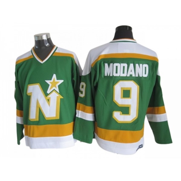 Minnesota North Stars #9 Mike Modano 1980's CCM Vintage Green Jersey