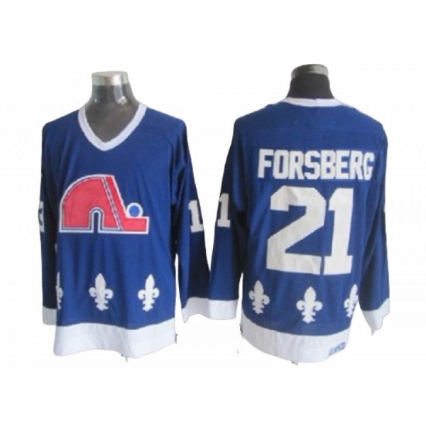 Quebec Nordiques #21 Peter Forsberg Blue Vintage CCM Jersey