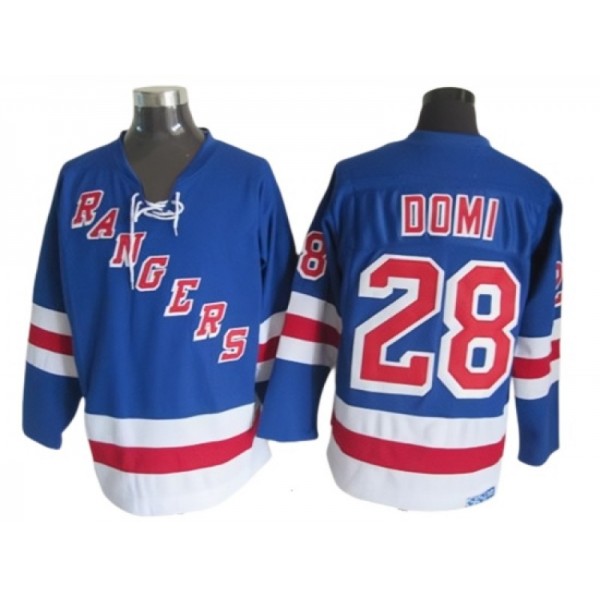 New York Rangers #28 Tie Domi Blue Vintage CCM Jersey