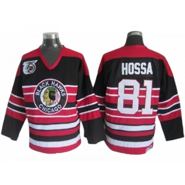 Chicago Blackhawks #81 Marian Hossa Black 1940's CCM Vintage 75th Jersey