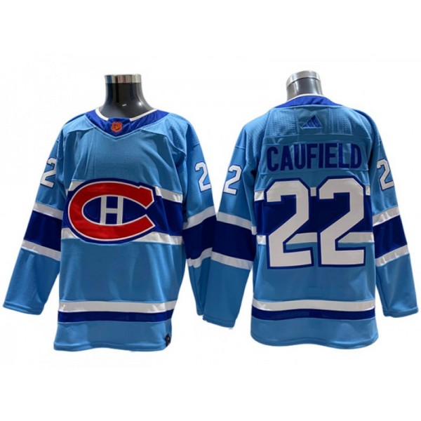 Montreal Canadiens #22 Cole Caufield Blue Reverse Retro 2.0 Jersey