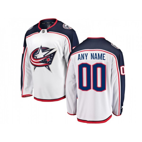 Columbus Blue Jackets #00 White Away Custom Jersey