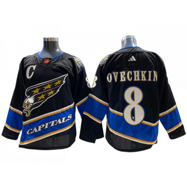 Washington Capitals #8 Alexander Ovechkin Black Reverse Retro 2.0 Jersey