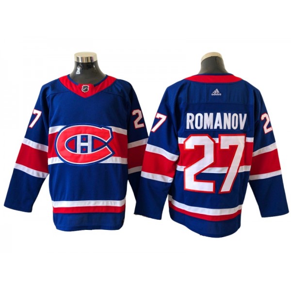 Montreal Canadiens #27 Alexander Romanov Blue 2020/21 Reverse Retro Jersey