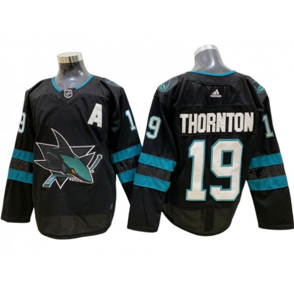 San Jose Sharks #19 Joe Thornton Black Alternate Jersey