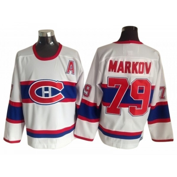 Montreal Canadiens #79 Andrei Markov White 1946 Vintage CCM Jersey