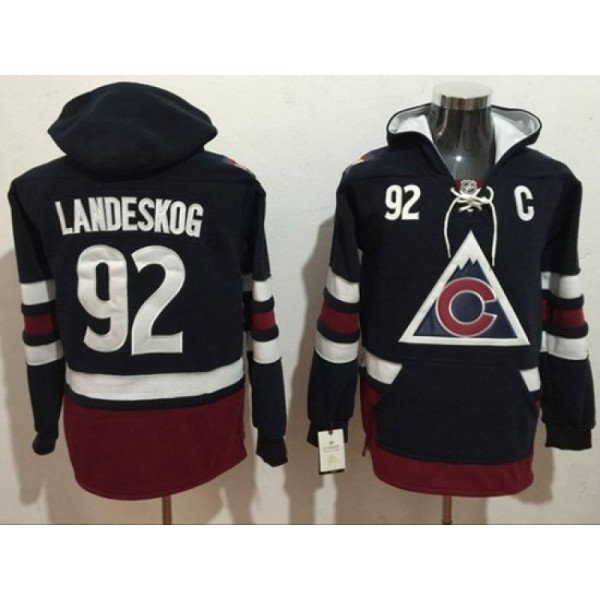 Colorado Avalanche #92 Gabriel Landeskog Navy Hoodie Jersey