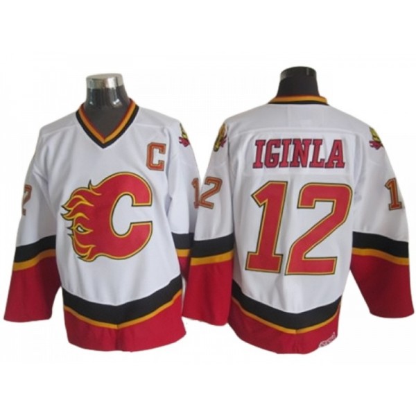 Calgary Flames #12 Jarome Iginla White 2007 Vintage CCM Jersey